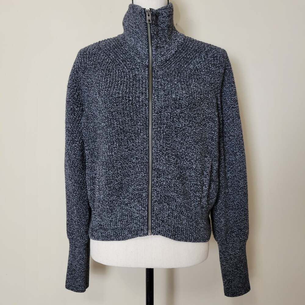 Athleta S Swissvale Bomber Sweater Jacket Long Sleeve Full Zip Front Boxy Cotton
